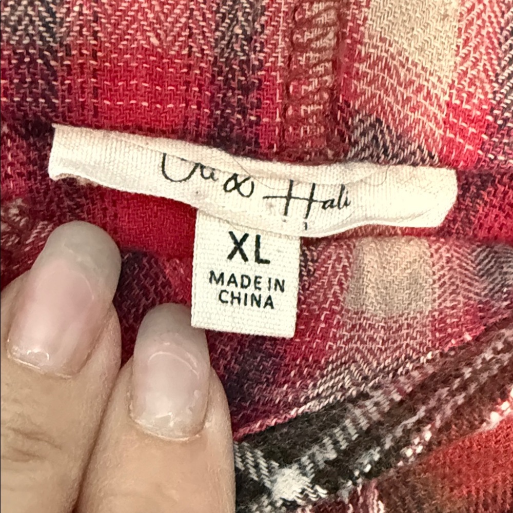Three Bird Nest Asymmetrical Red Plaid Skirt - Picture 2 of 3